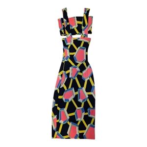 Adriana Sahar Two-Piece Geometric Print Cutout Bodycon Dress